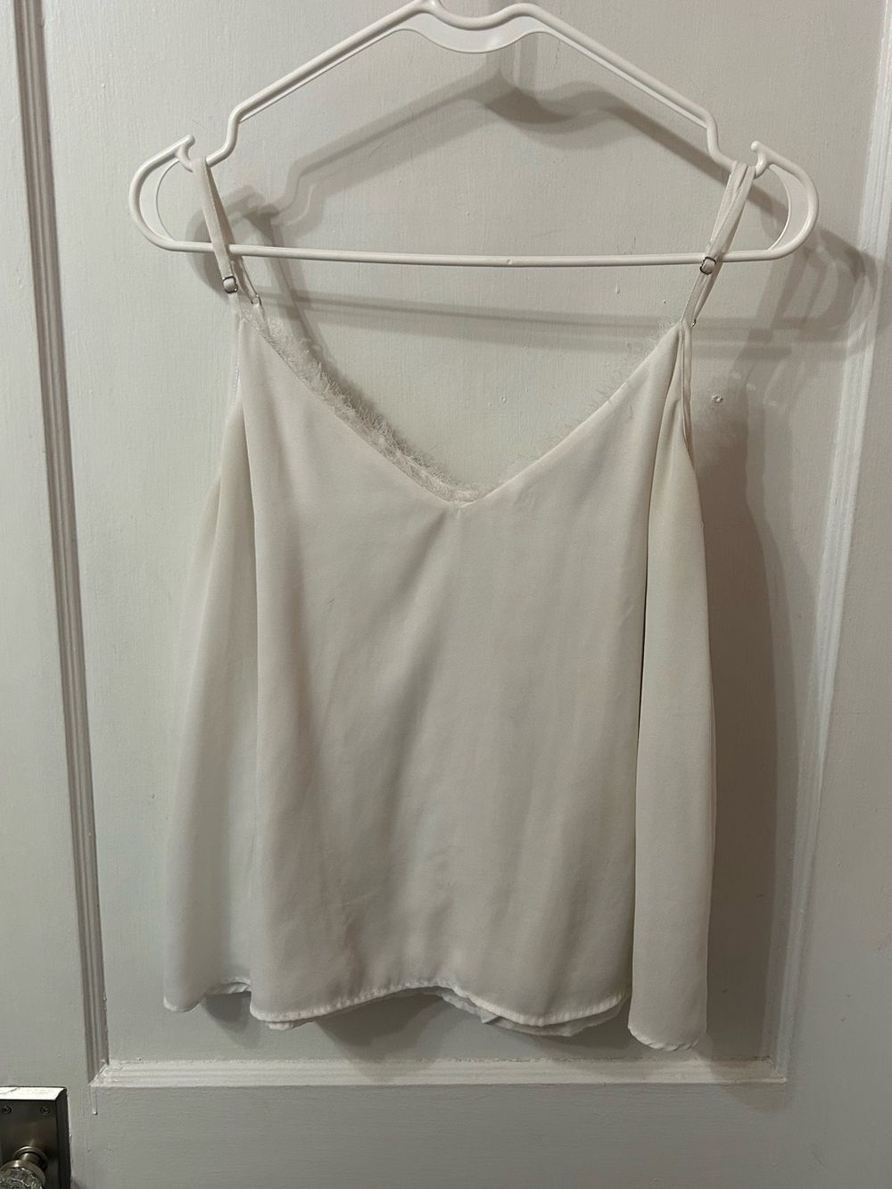 Allison Joy White Lace-Trim Adjustable Strap Cami
